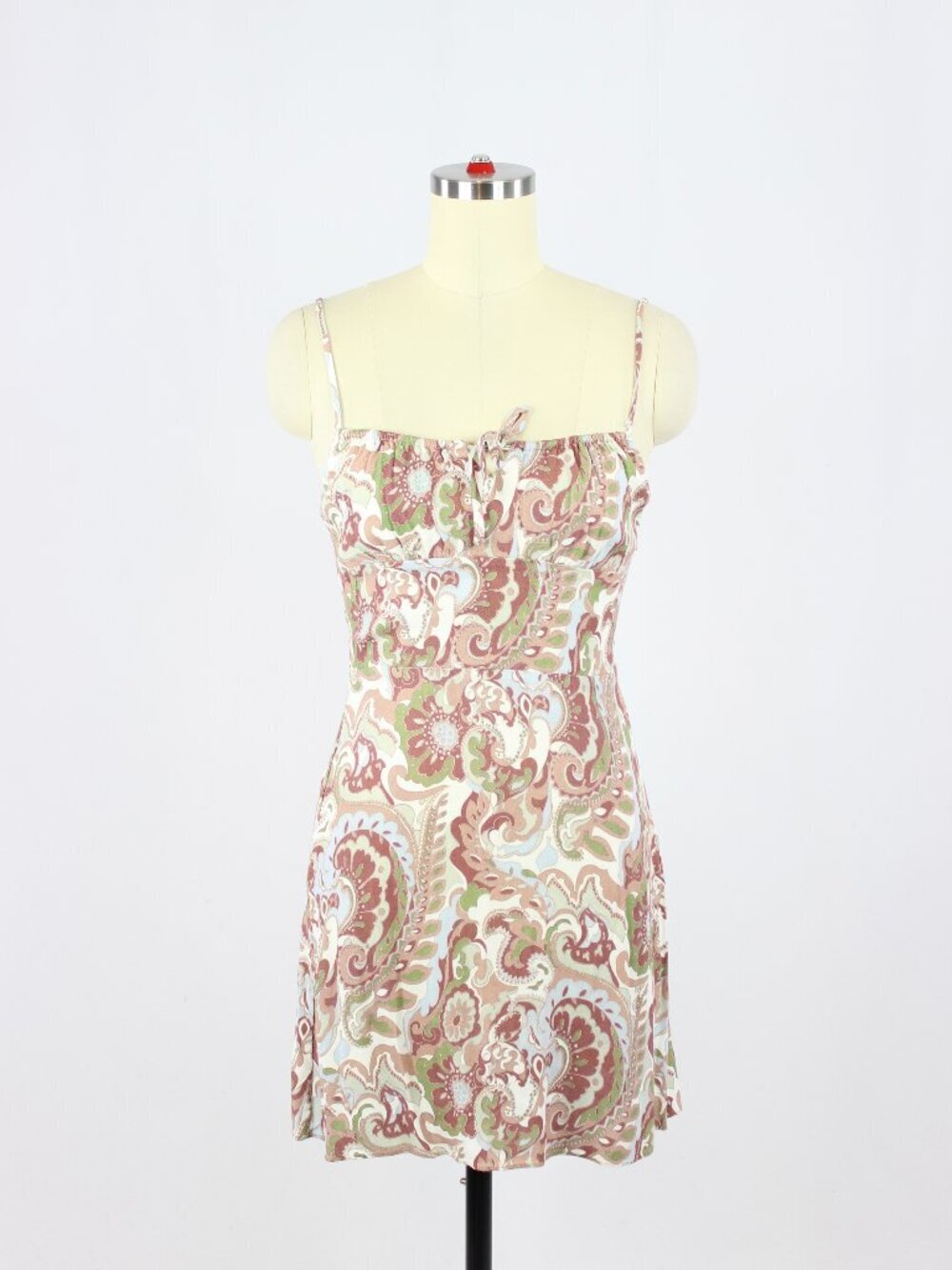 Aritzia WILFRED Bellow Paisley Floral Crepe Gathered Mini Slip Dress, Size 2